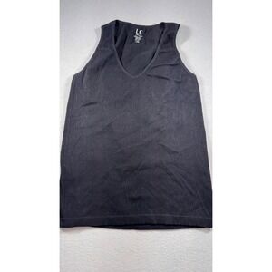 LC Couture Womens Black Ribbed V-Neck Tank Top Sleeveless Camisole 8673MU L/XL
